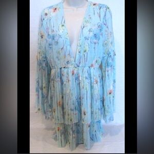 SHEIN Floral Mini Dress - Light Blue